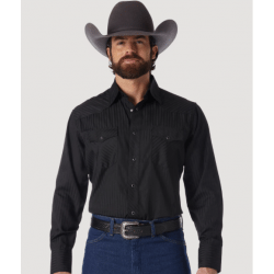 Wrangler Men's Dobby Stripe Black Western Shirt