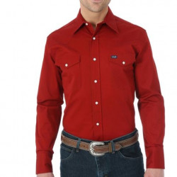 Wrangler Men's Denim Advanced Comfort Long Sleeve Red Work Shirt