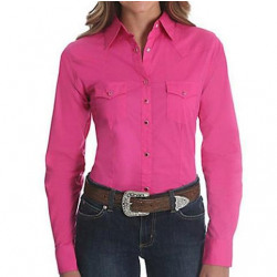 Wrangler Ladies Solid Pink Ultimate Riding Shirt