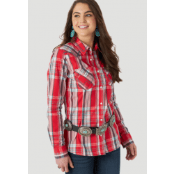 Wrangler Ladies Retro Red Plaid Snap Western Shirt