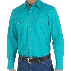 Wrangler Men's Denim Advanced Comfort Long Sleeve Turquoise Work Shirt