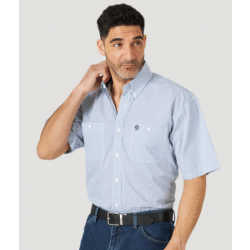 Wrangler Men's George Strait Short Sleeve Blue Print Button Shirt