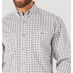 Wrangler Men's George Strait White Green Navy Print Button Western Shirt