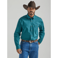 Wrangler Men's George Strait Long Sleeve Button Turquoise Western Shirt