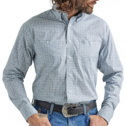 Wrangler Men's George Strait Button Down Shirt with Grey Print