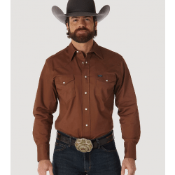 Wrangler Men's Advanced Comfort Brown Work Shirt