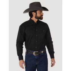 Wrangler Men's George Strait Long Sleeve Button Black Western Shirt