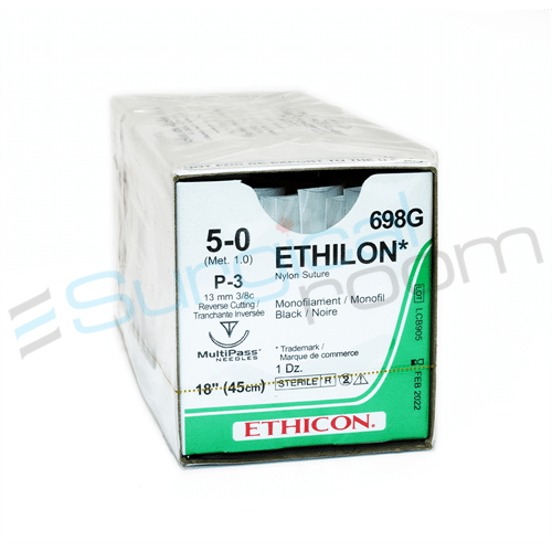 5-0 Ethilon Nylon Black P-3 needle 18