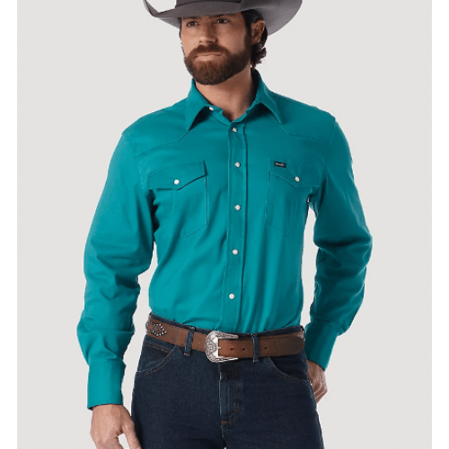 Wrangler Men's Advanced Comfort Turquoise Work Shirt | The Horse Barn