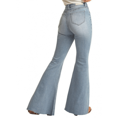 Rock & Roll High Rise Extra Light Wash Air Denim Bell Bottom Jeans | The Horse Barn