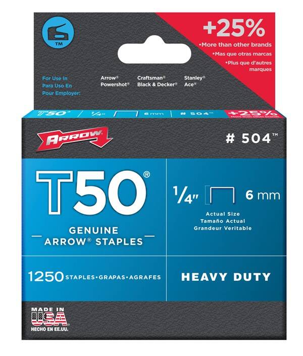 1/4" T50 ARROW STAPLES (1250)