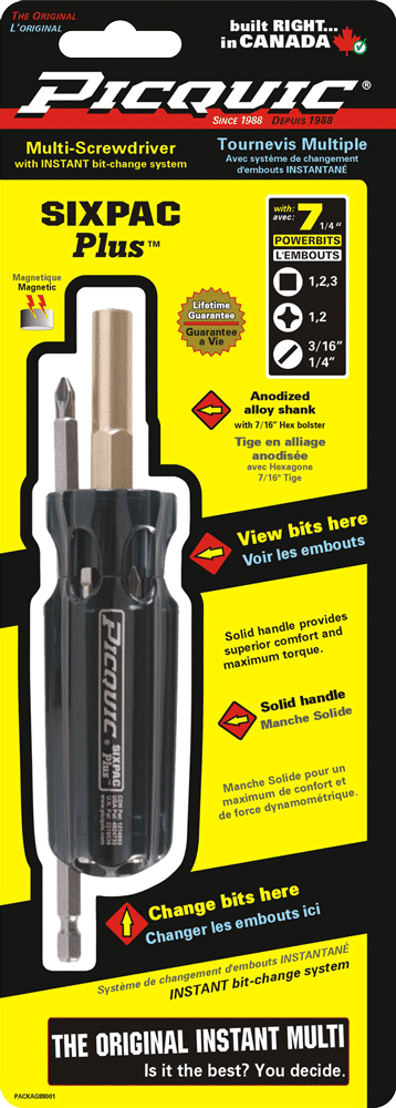 PICQUIC 6PC PLUS SCREWDRIVER BLK