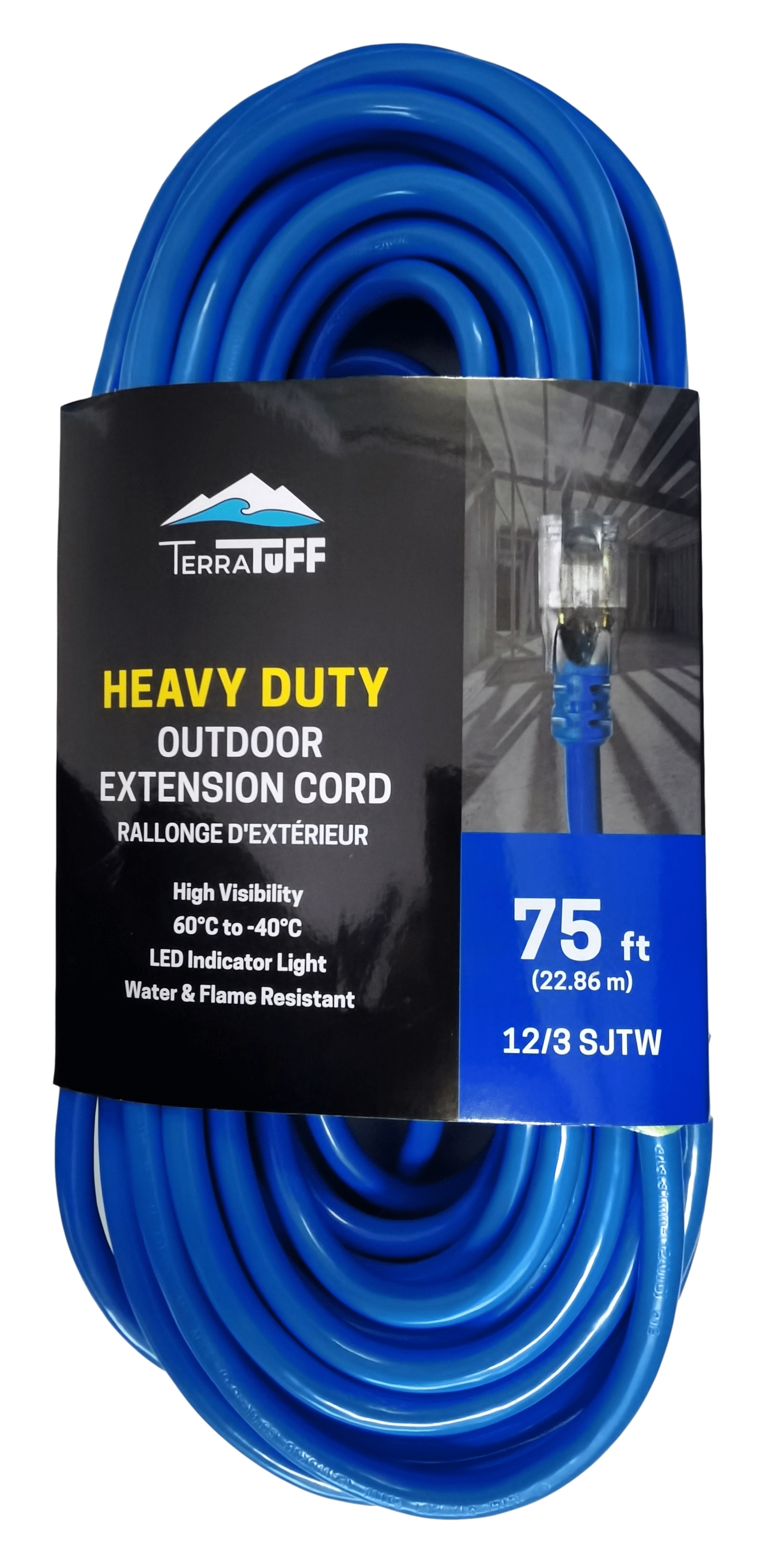 12/3 75' ELEC CORD BLUE 1 OUTLET