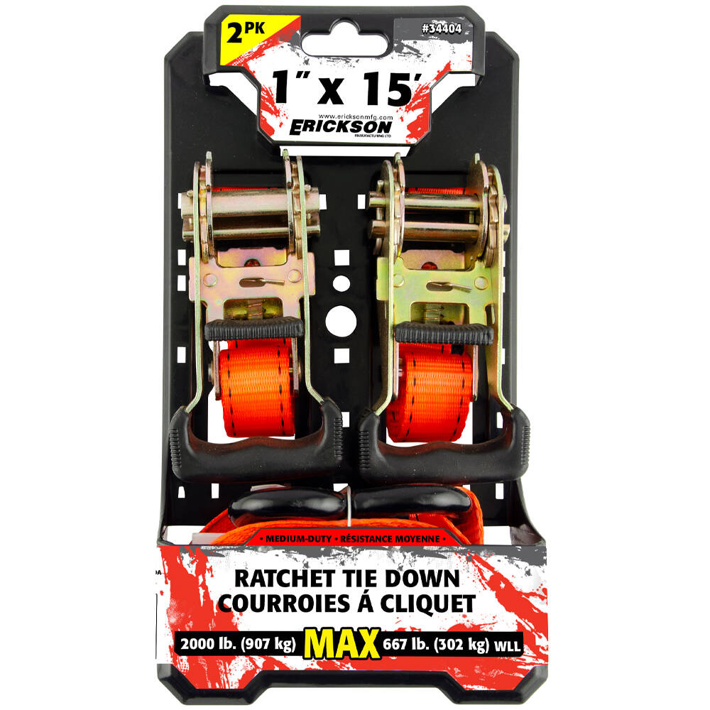 1" X 15' RATCHET TIE DOWN 2PK