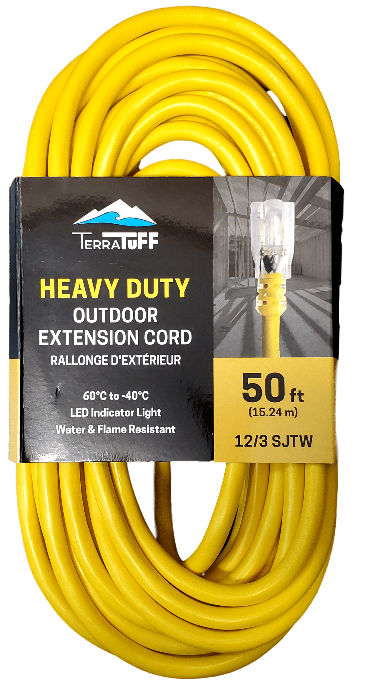 14/3 50'EXT CORD YELLOW SJTW MEDIUM DUTY