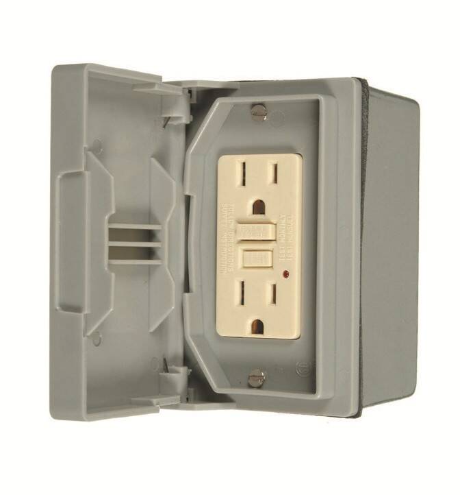 WEATHERPROOF GFCI OUTLET KIT GREY