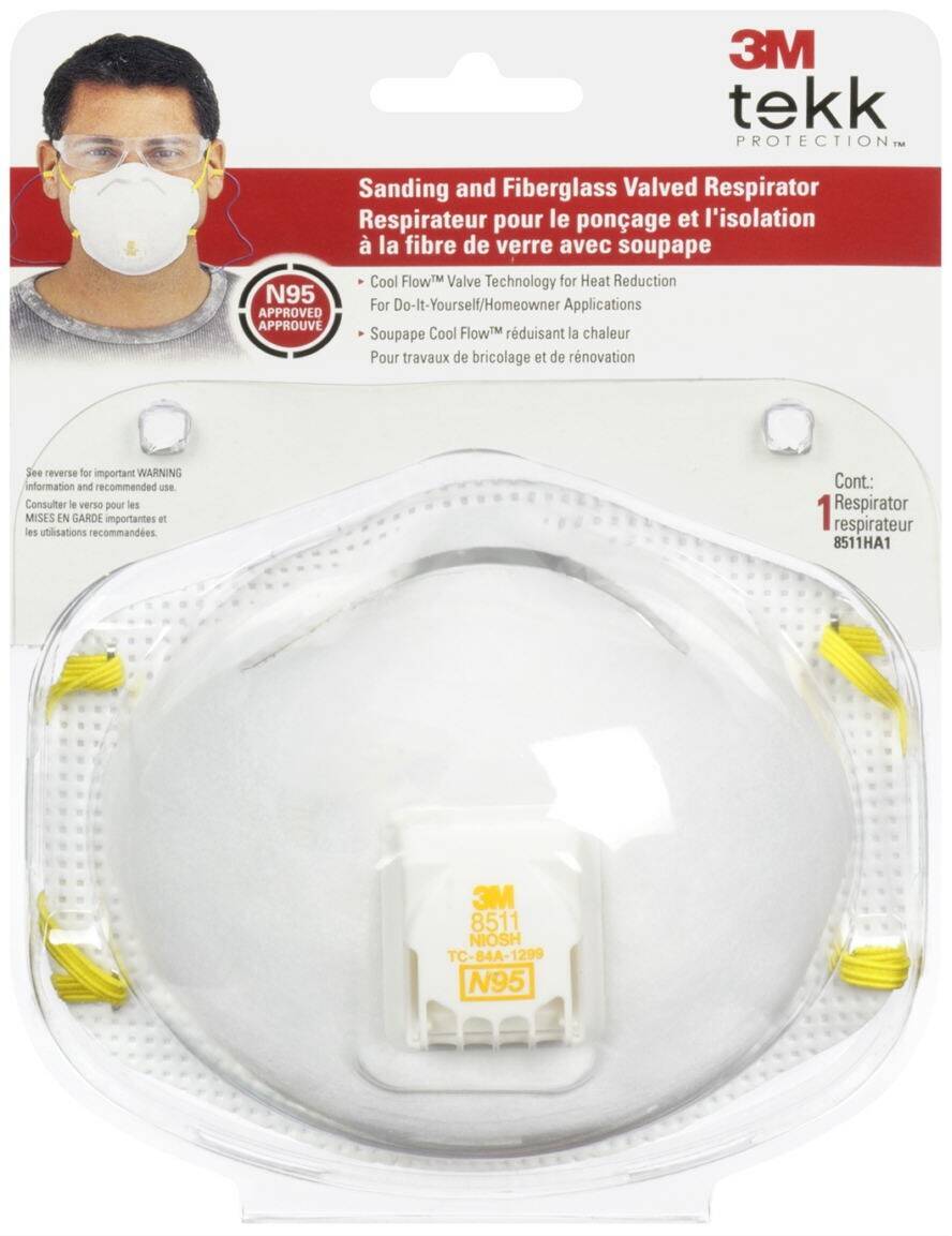 DUST MASK W/VALVE FGLASS 3M