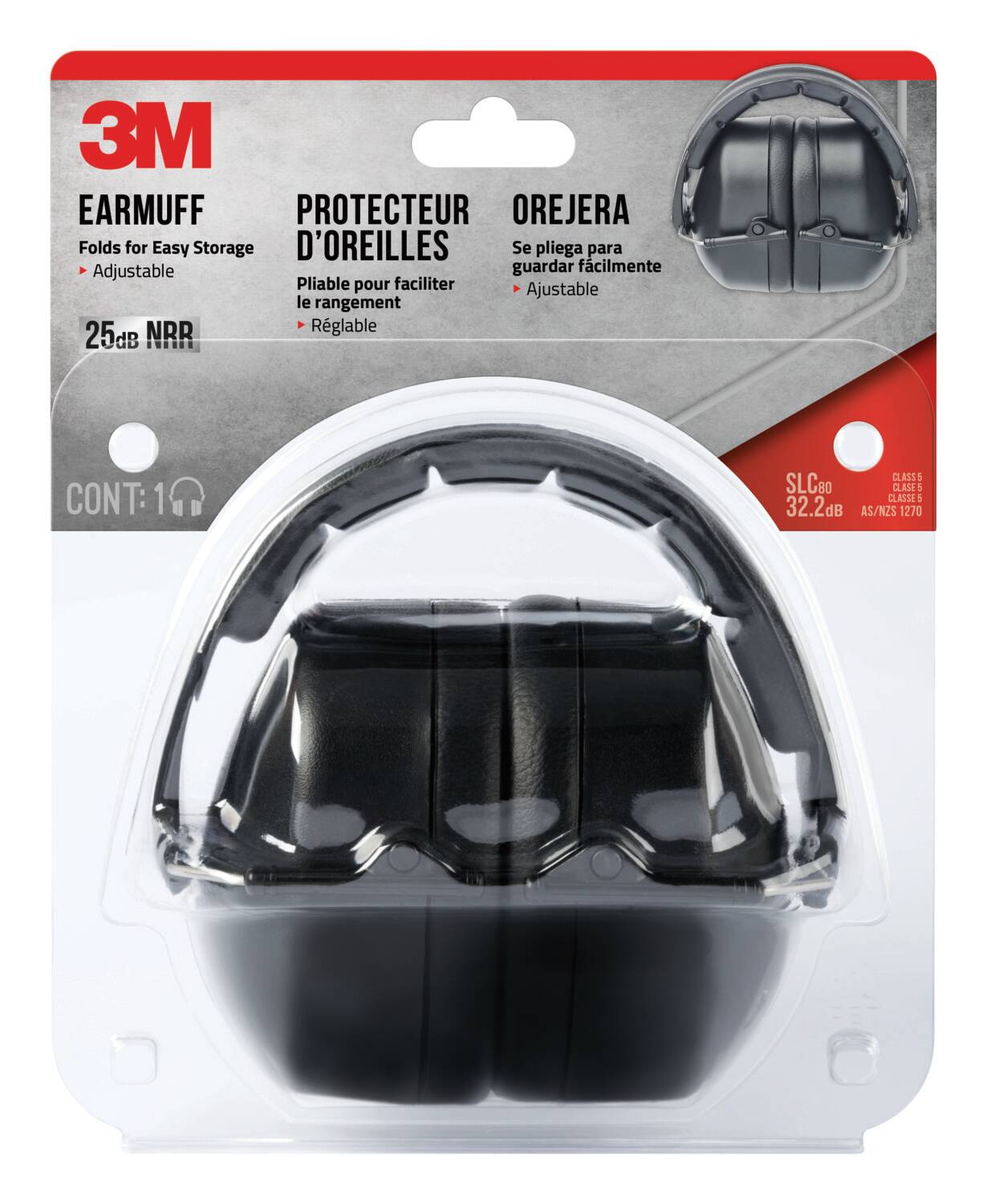FOLDING EAR MUFF 3M BLACK