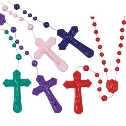 ROSARY - CORD - ASSORTMENT - 5/PK - BLUE, PURPLE, PINK, GREEN & RED
