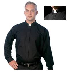 Long Sleeve Tab Collar Men's Clergy Shirt - 100% Cotton