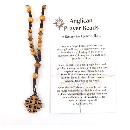 PRAYER BEADS ANGLICAN NATURAL WOOD