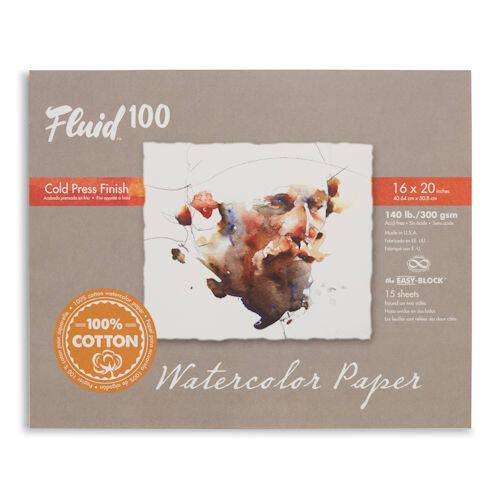 Fluid Hot Press Watercolor Paper Block 9 in. x 12 in. 15 Sheets