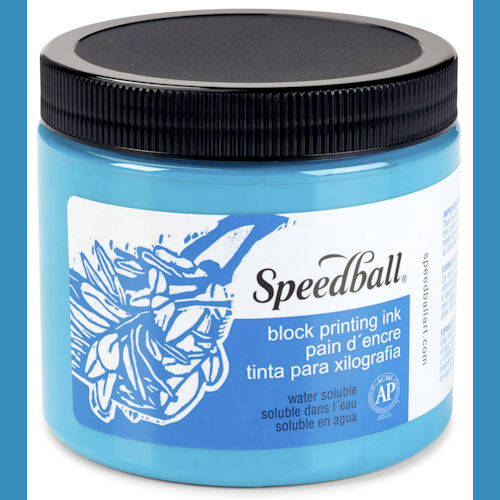 Speedball Block Printing Water Soluble Ink Blue 16 oz.