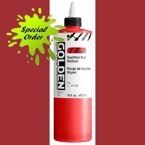 Golden High Flow Acrylic - Naphthol Red Medium, 16oz Bottle