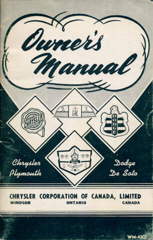 1955 Chrysler Plymouth, Dodge and De Soto Owner's Manual  eAutomobilia the  online division of Wilkinson's Automobilia