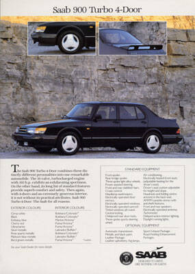 1982 Saab Sales Brochure Book 900 S Turbo 