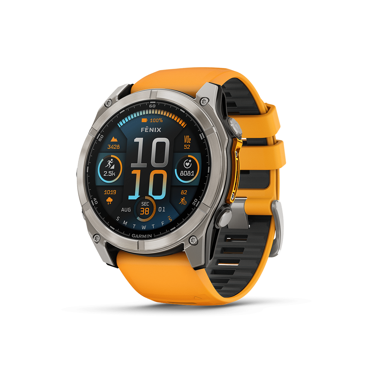 Garmin fenix 8 - 51mm, AMOLED - Sapphire, Titanium with Spark Orange/Graphite Silicone Band