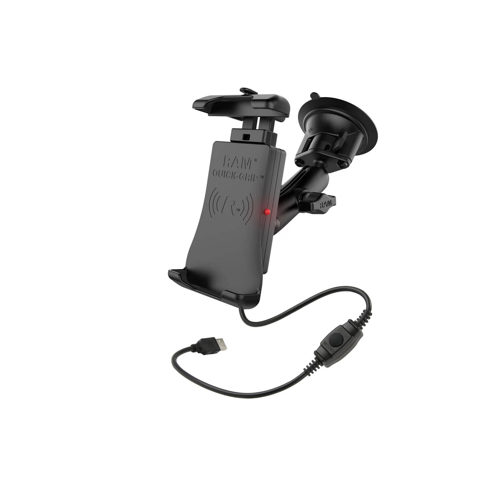 RAM-B-166-UN14W: RAM Quick-Grip 15W Waterproof Wireless Charging Suction Cup Mount