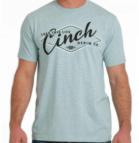 Cinch Men's Light Teal Logo T Shirt