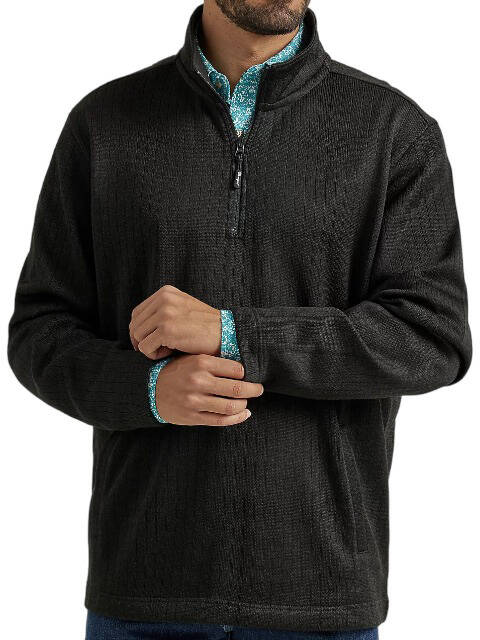 Wrangler Men's George Strait Quarter Zip Black Knit Pullover