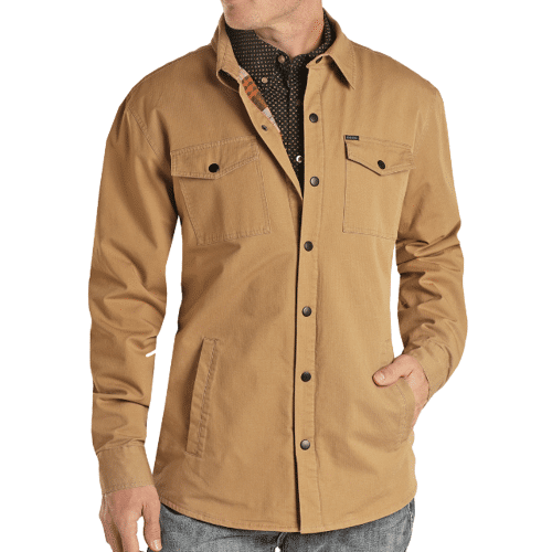 Rock & Roll Denim Men's Canvas Camel Flannel Lined Shirt Jacket