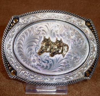 Montana Silversmith Rectangle Black Beaded Horse Buckle