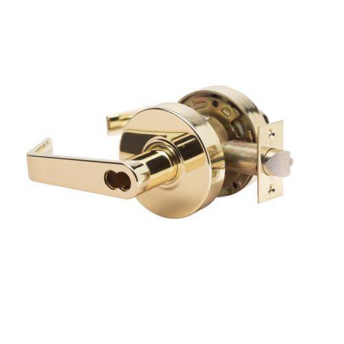 LSV Saturn Standard Duty Bright Brass Grade 2 Commercial Classroom Door Lever/Handle with Lock