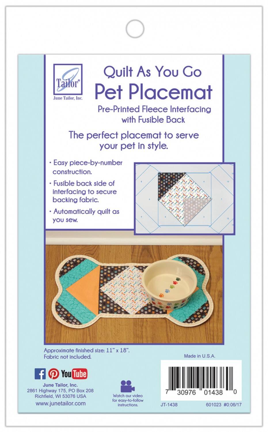 Dog Pet Placemat - Quilt As You Go*