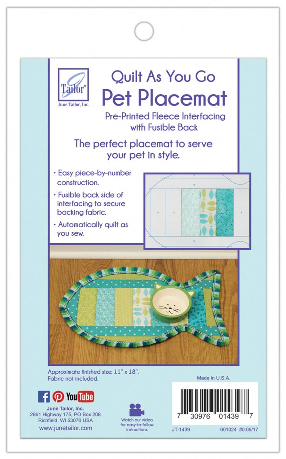 Cat Pet Placemat - Quilt As You Go*
