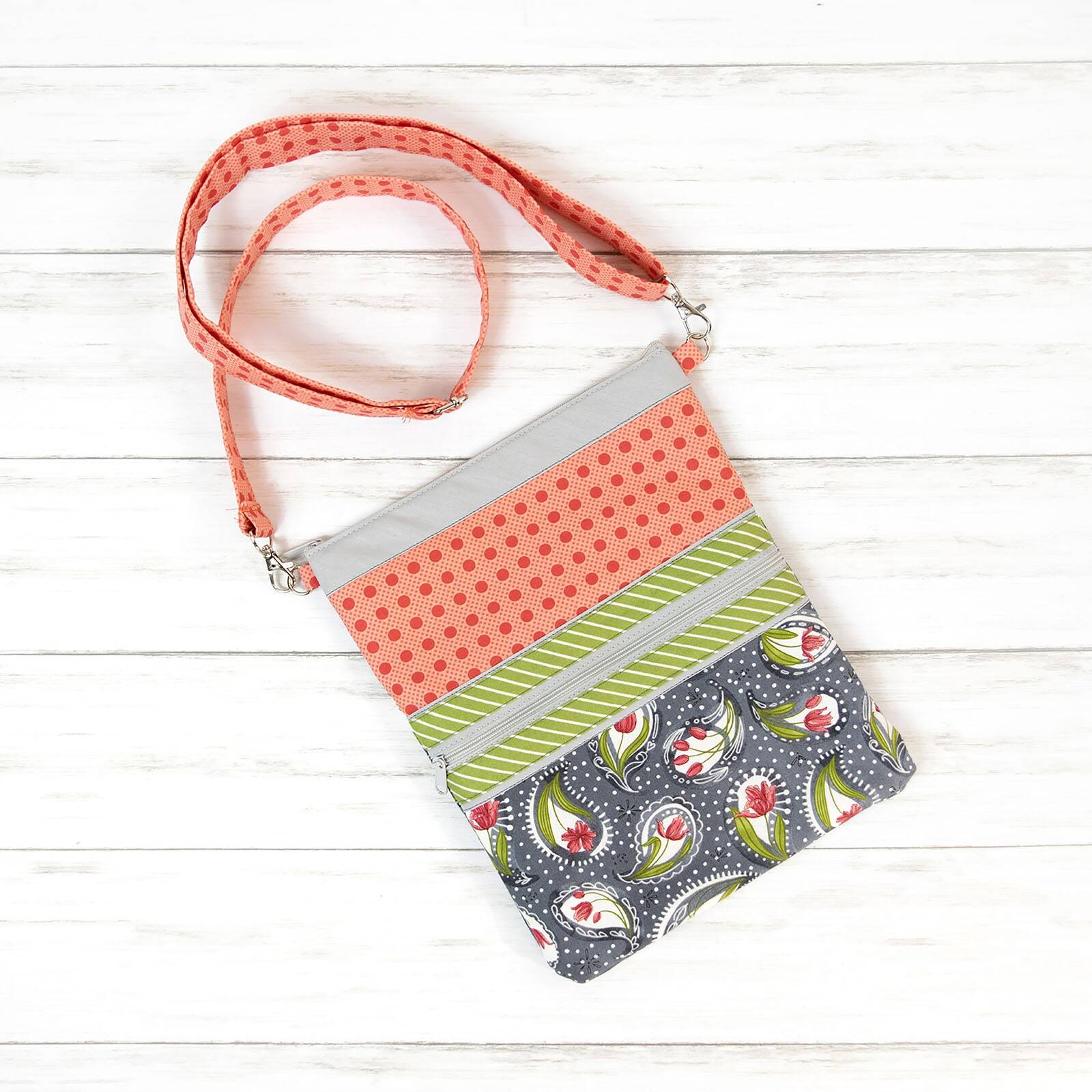 Caitlyn Crossbody Tote Bag with Zippity-Do-Done™ Kit - LIGHT GRAY