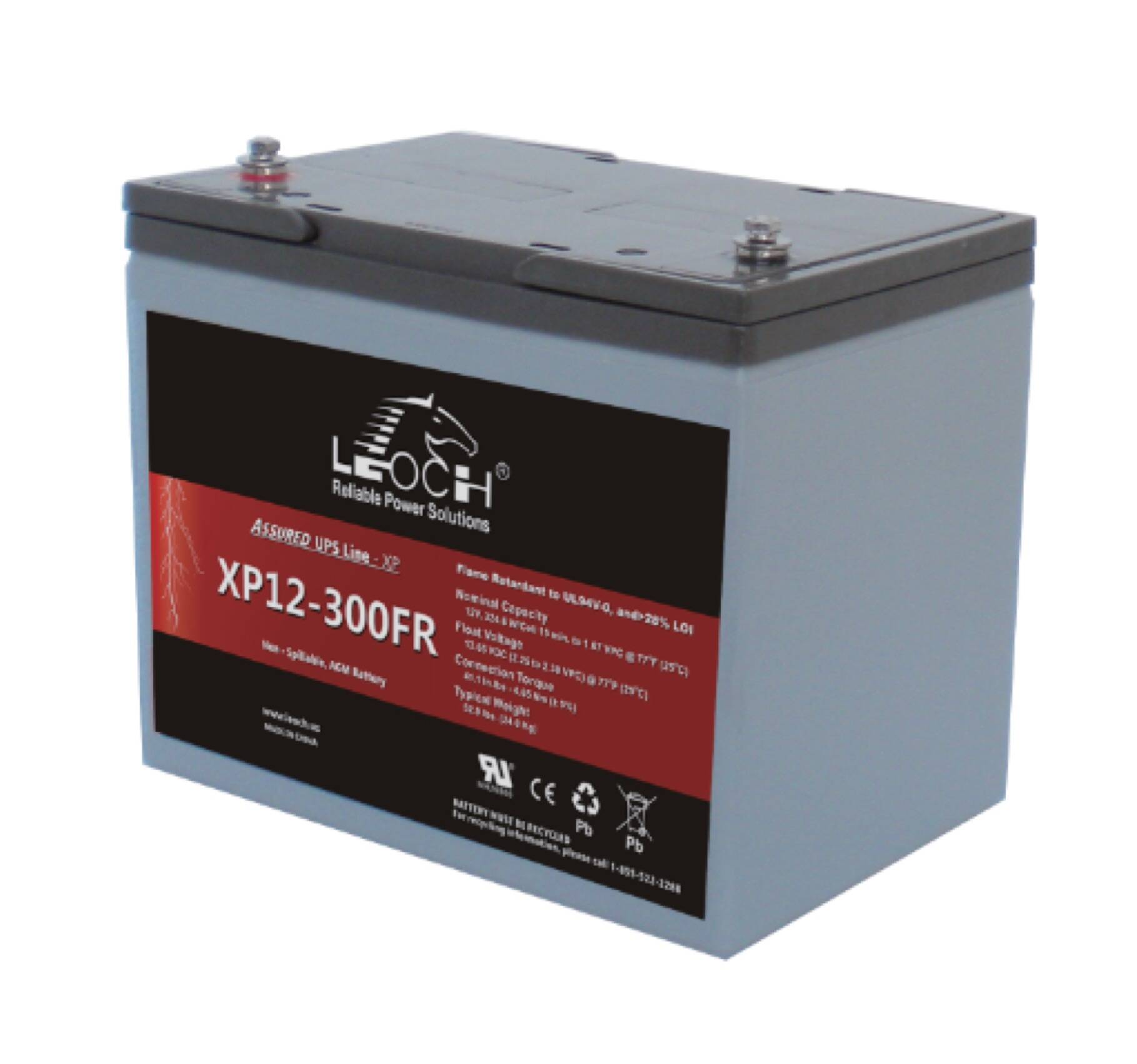 12V 82Ah @ 20Hr Rate M6 Insert Terminals ABS Case Leoch FR VRLA