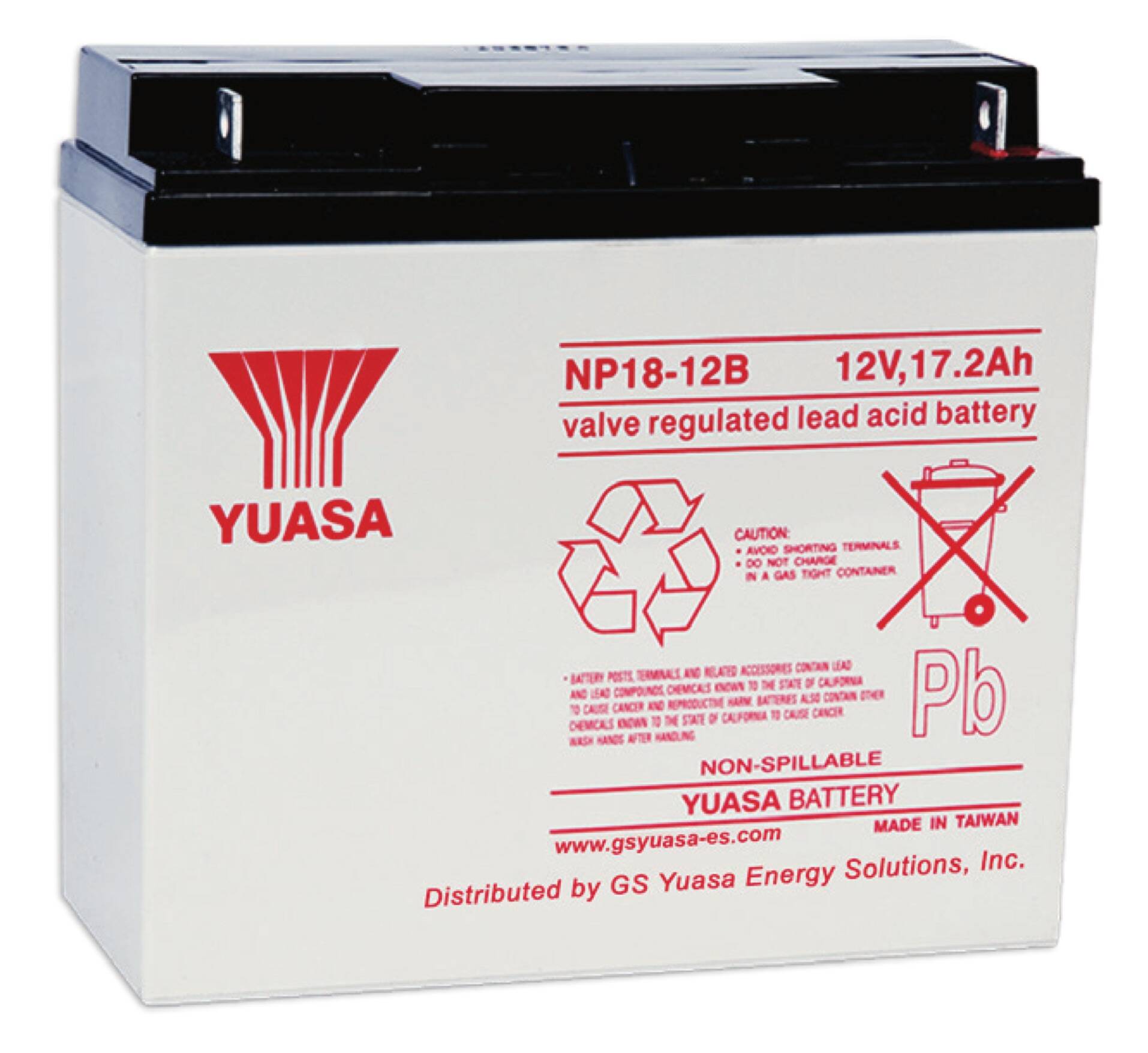 12V 17.2Ah @ 20Hr Rate M5 Nut/Bolt Terminals ABS Case Yuasa VRLA